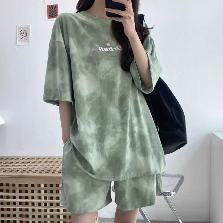 Ensemble décontracté,  colorant t-shirt ample avec poches