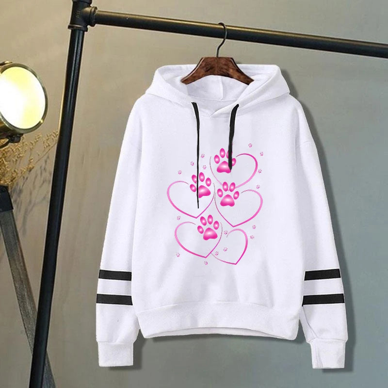 Sweat à capuche: motif patte de chiens