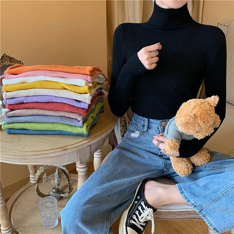 Pull en maille à col roulé , manches longues