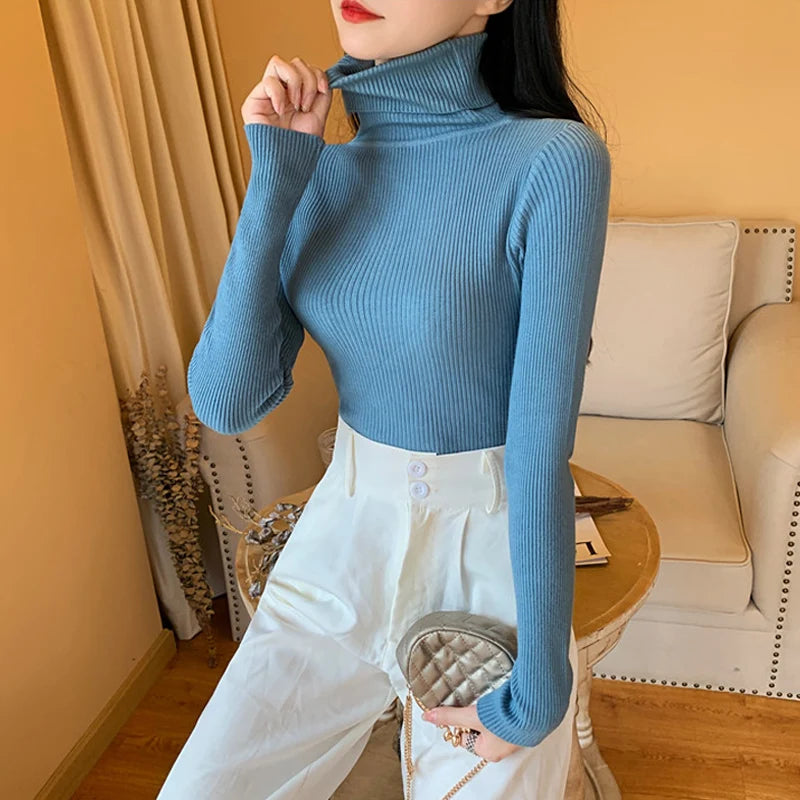 Pull en maille à col roulé , manches longues