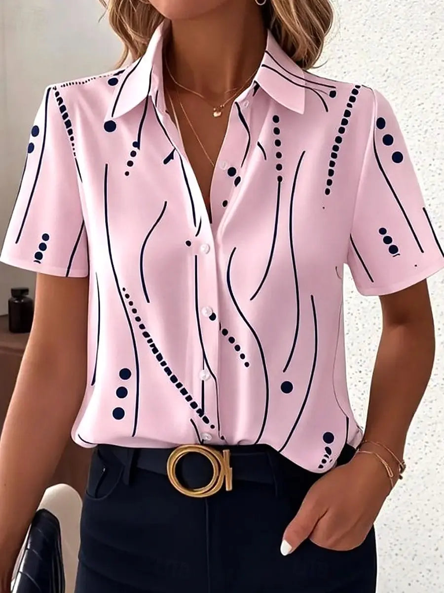 Chemise femme, manches courtes, motif à pois, Collection été