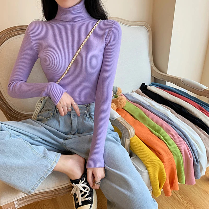 Pull en maille à col roulé , manches longues