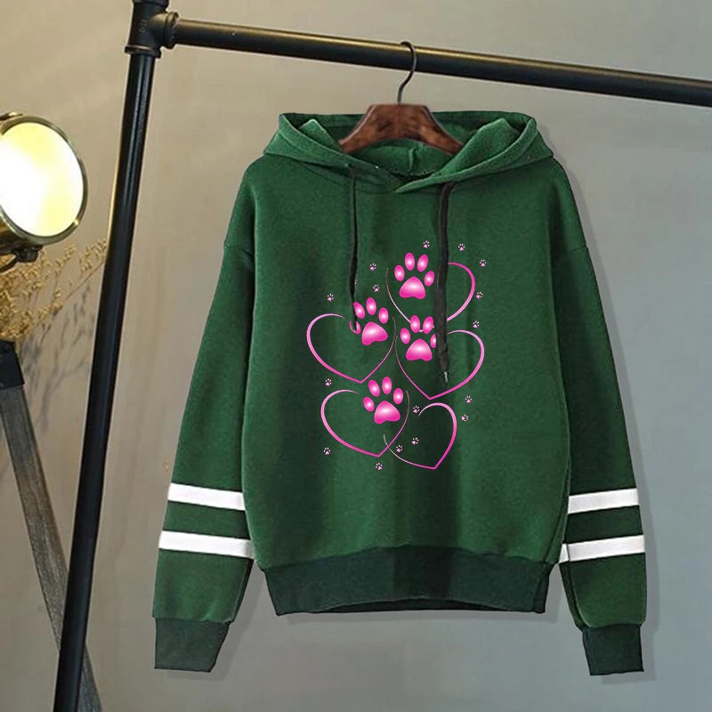 Sweat à capuche: motif patte de chiens