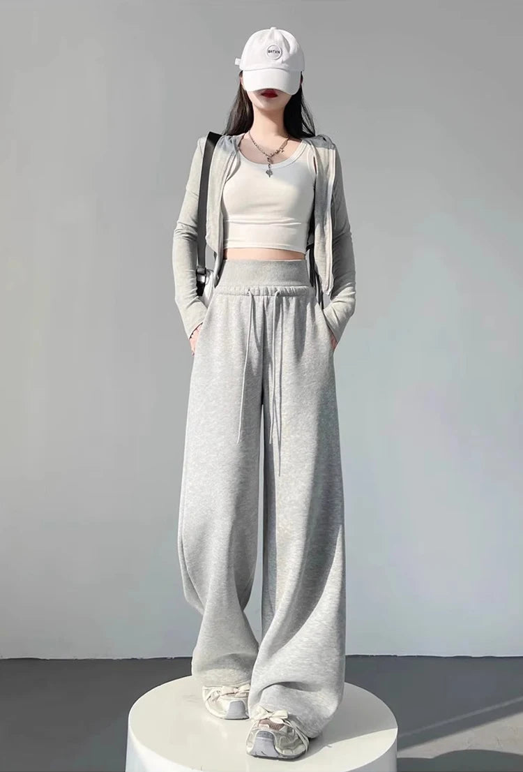 Pantalon de sport gris, taille haute