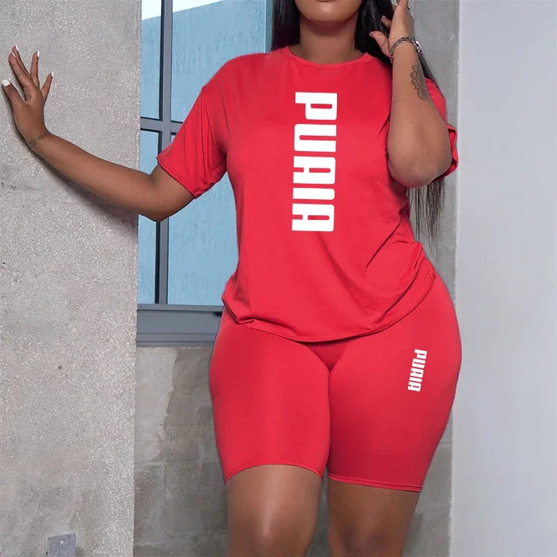 Ensemble 2 Pièces Short et T-shirt extensibles à Manches Courtes