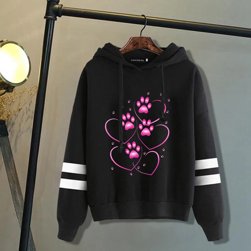 Sweat à capuche: motif patte de chiens