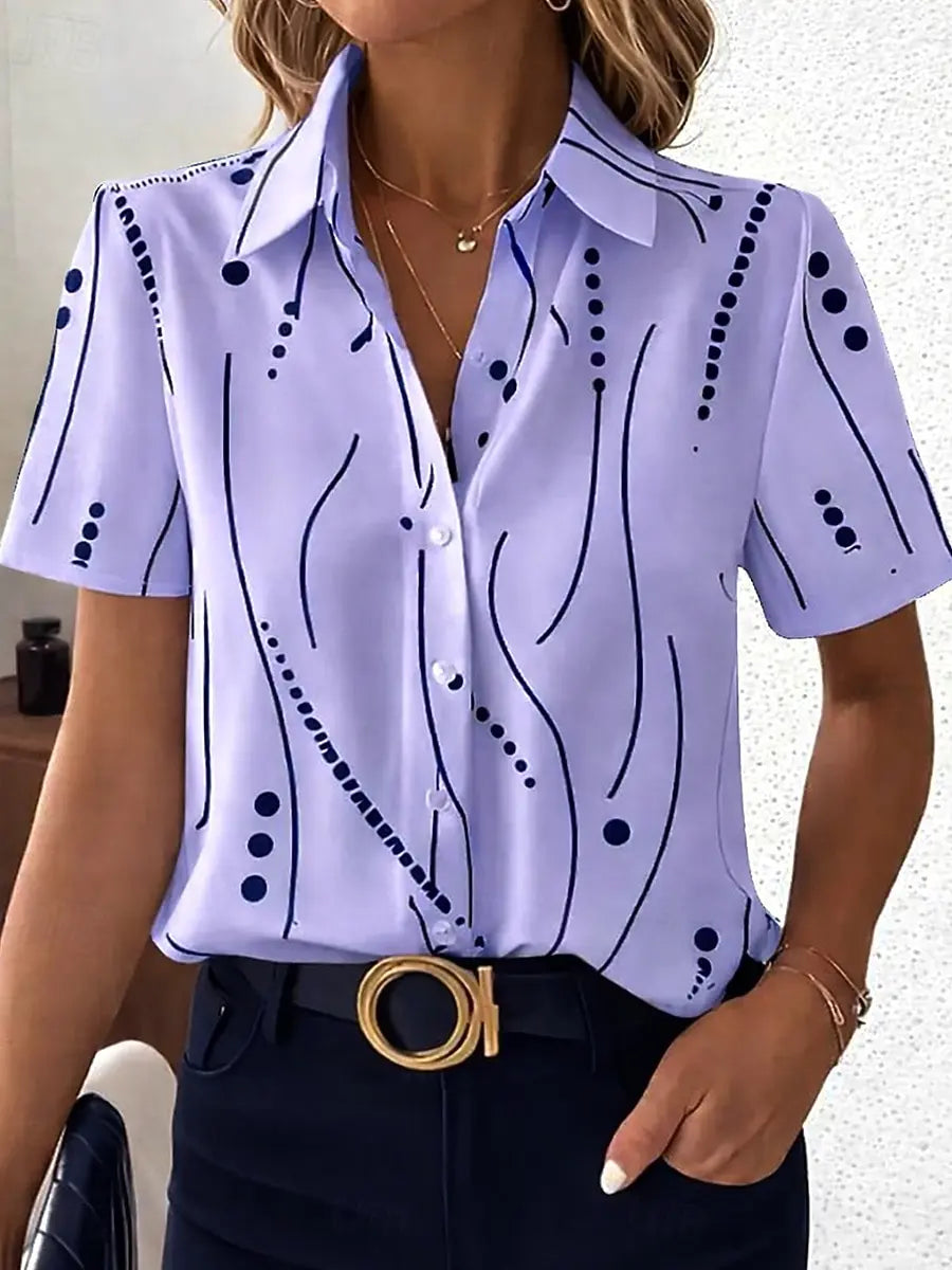 Chemise femme, manches courtes, motif à pois, Collection été