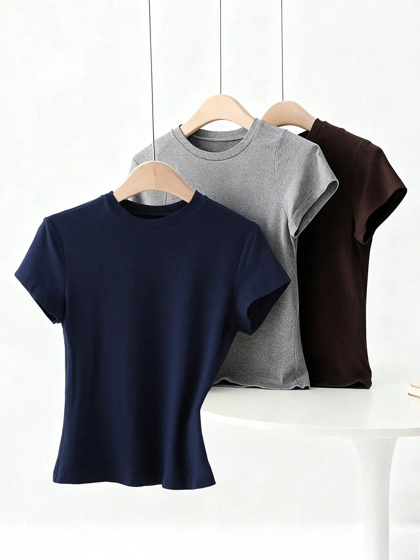 T-shirt à manches courtes, couleur unie