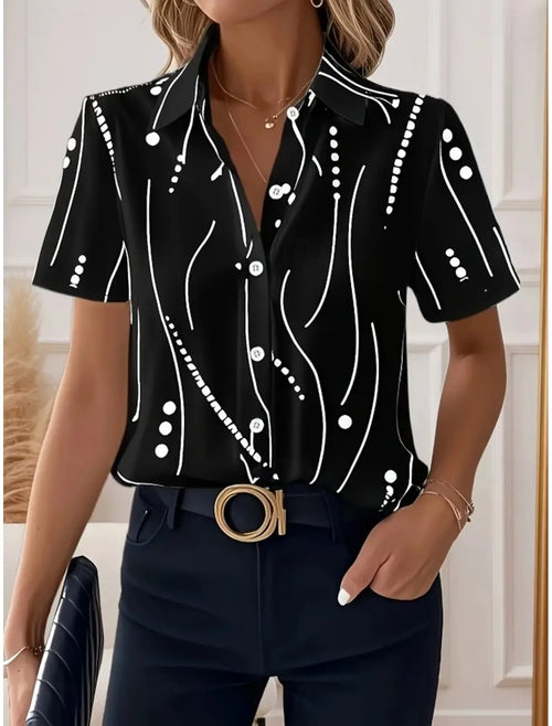 Chemise femme, manches courtes, motif à pois, Collection été