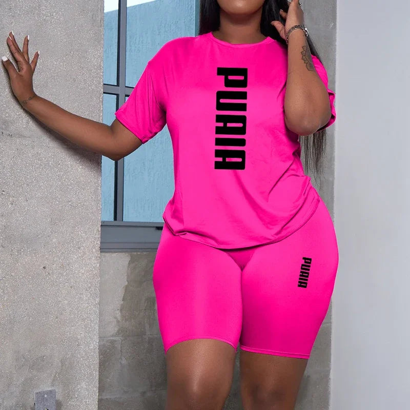 Ensemble 2 Pièces Short et T-shirt extensibles à Manches Courtes