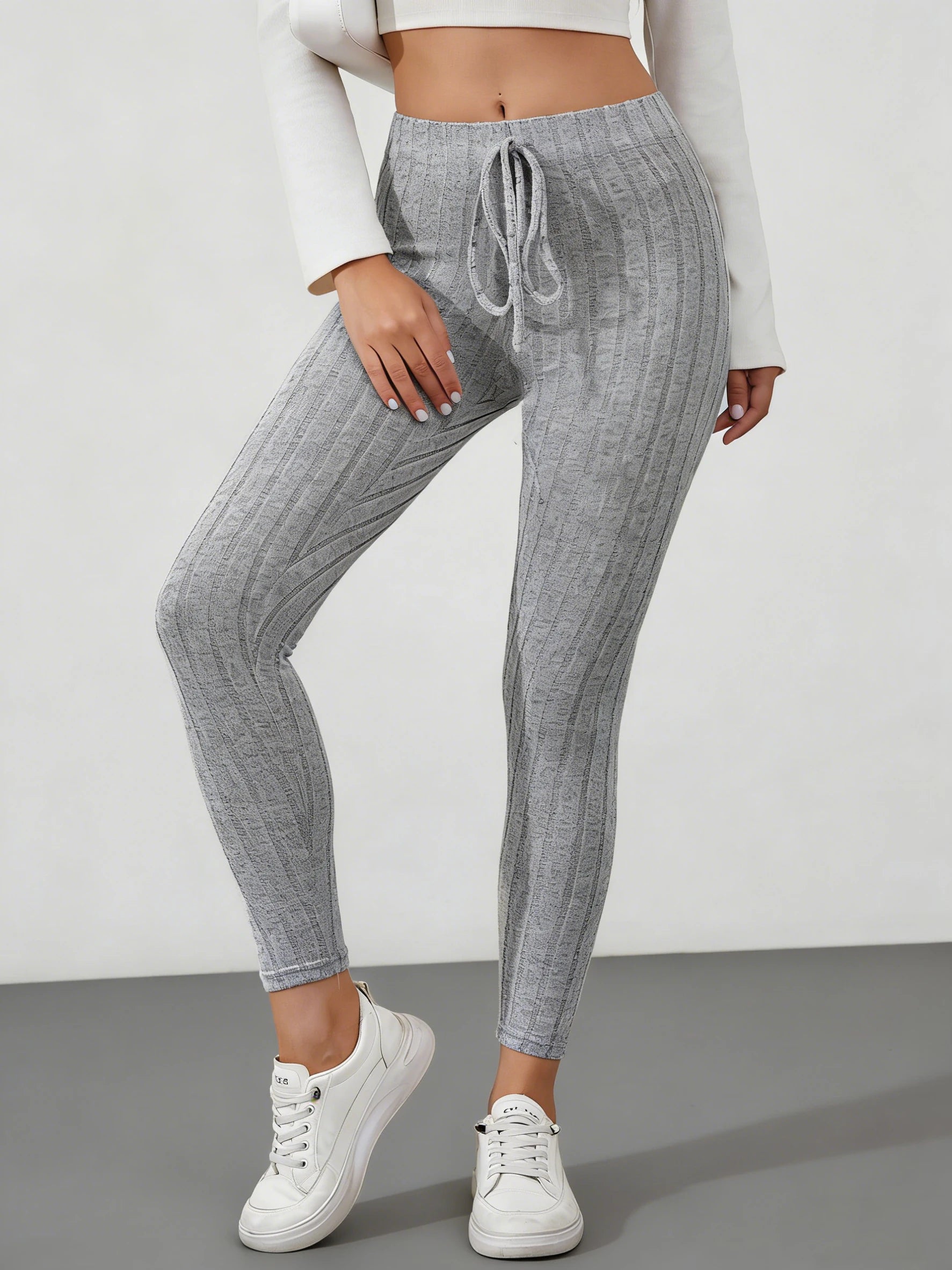 Leggings décontractés, extensibles, couleur unie, taille élastique