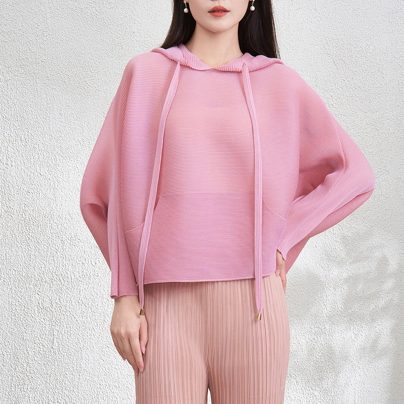 Sweat à capuche mode élastique sweat à capuche plissé hauts décontracté
