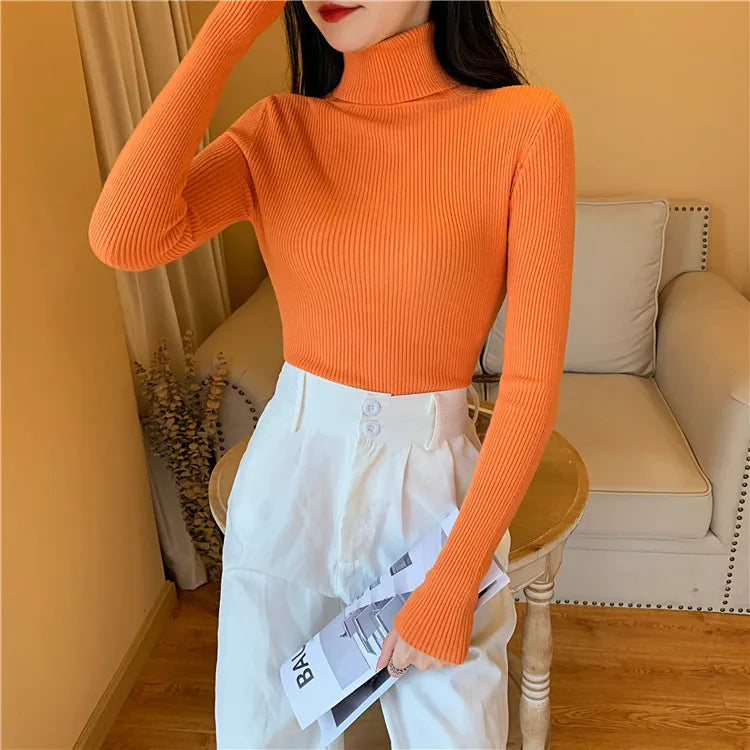 Pull en maille à col roulé , manches longues