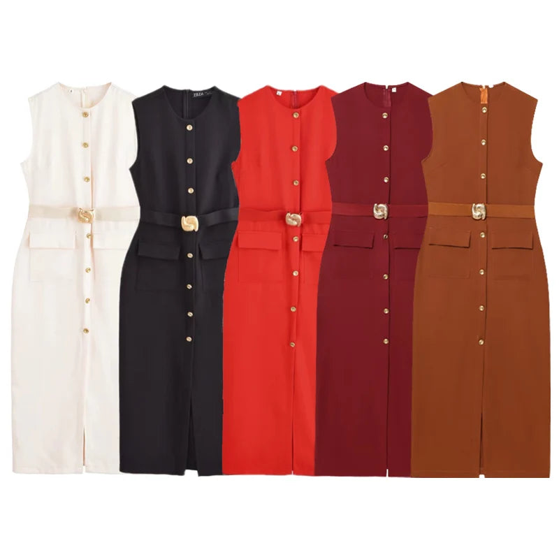 Robe Longue Boutonnée avec Poches, idéale pour un événement chic en été !