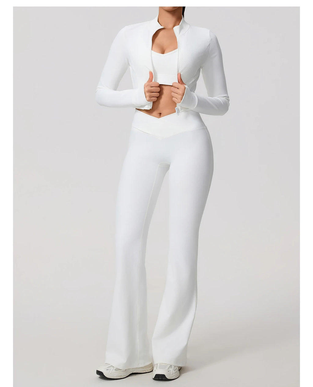 Ensemble de sport femme, Hauts manches longues, Pantalon évasé