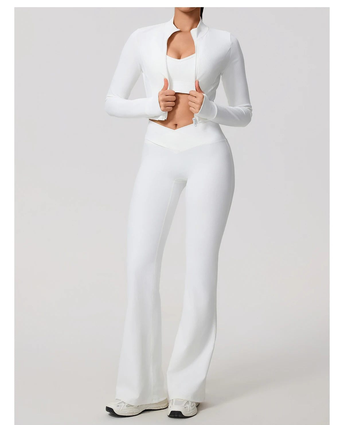 Ensemble de sport femme, Hauts manches longues, Pantalon évasé