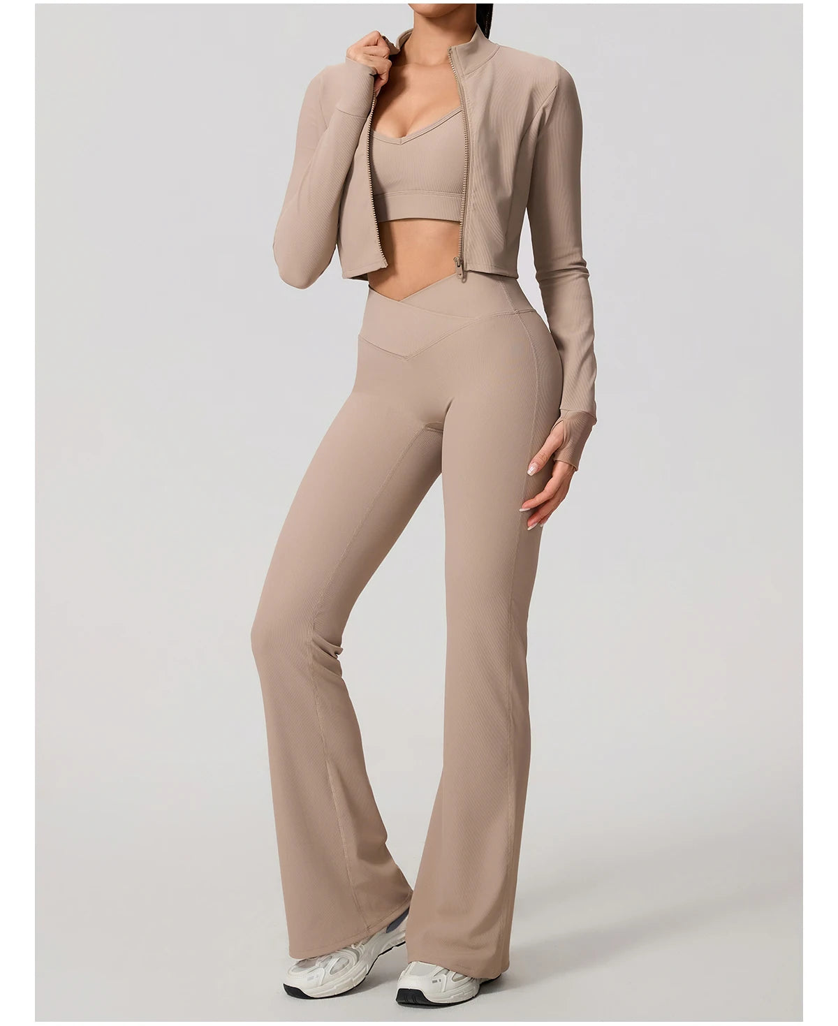 Ensemble de sport femme, Hauts manches longues, Pantalon évasé