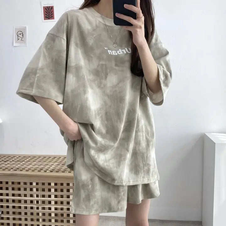 Ensemble décontracté,  colorant t-shirt ample avec poches