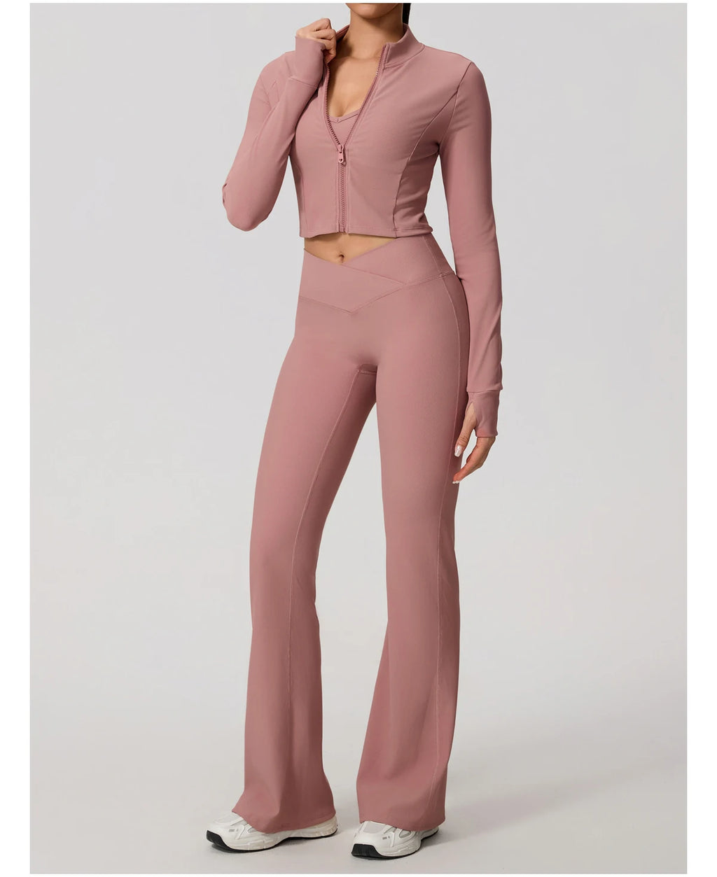 Ensemble de sport femme, Hauts manches longues, Pantalon évasé