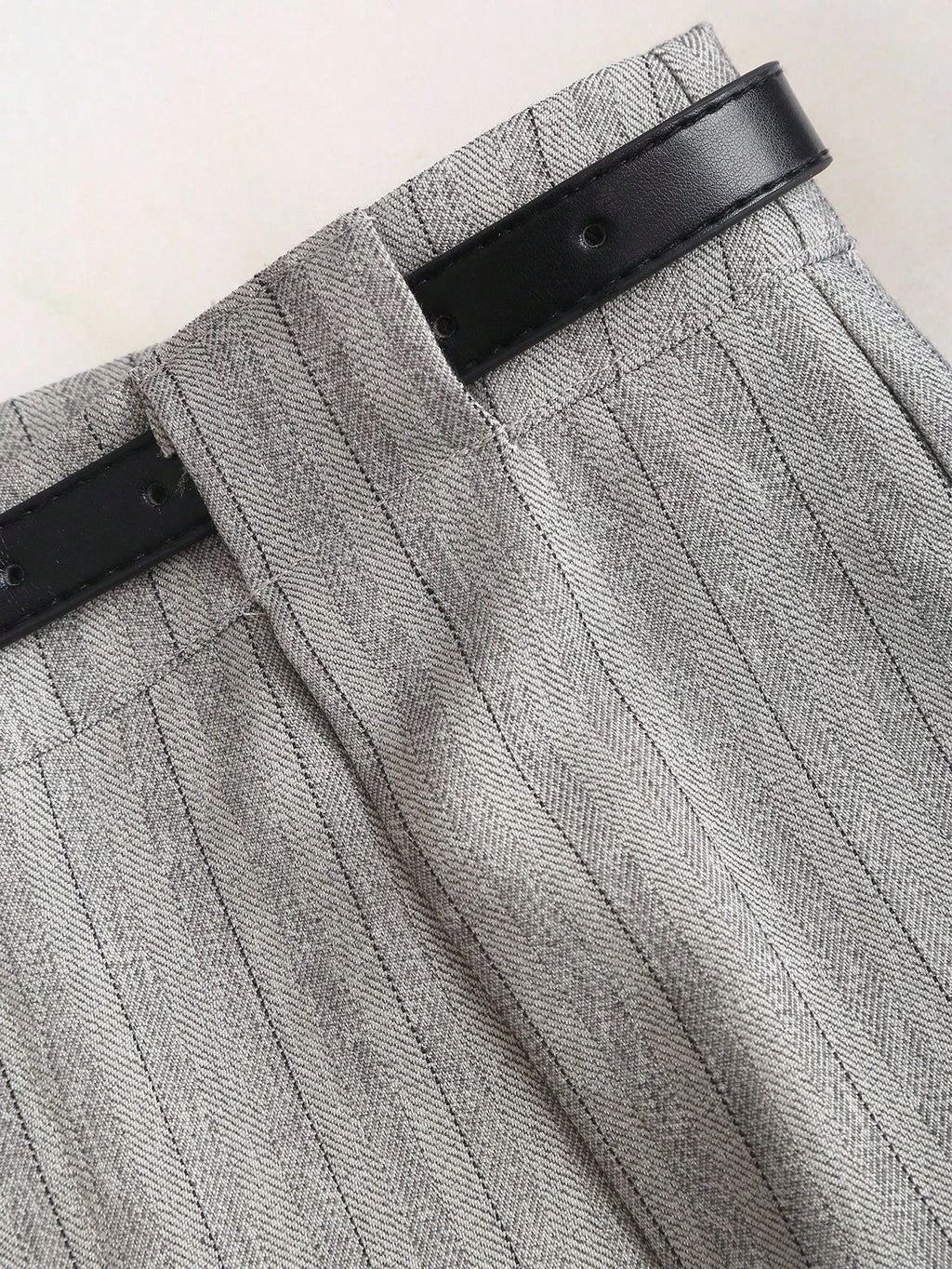 Pantalon de bureau plissé à rayures grises pour femmes, élégant, décontracté, jambes larges, ample, Long, printemps/automne