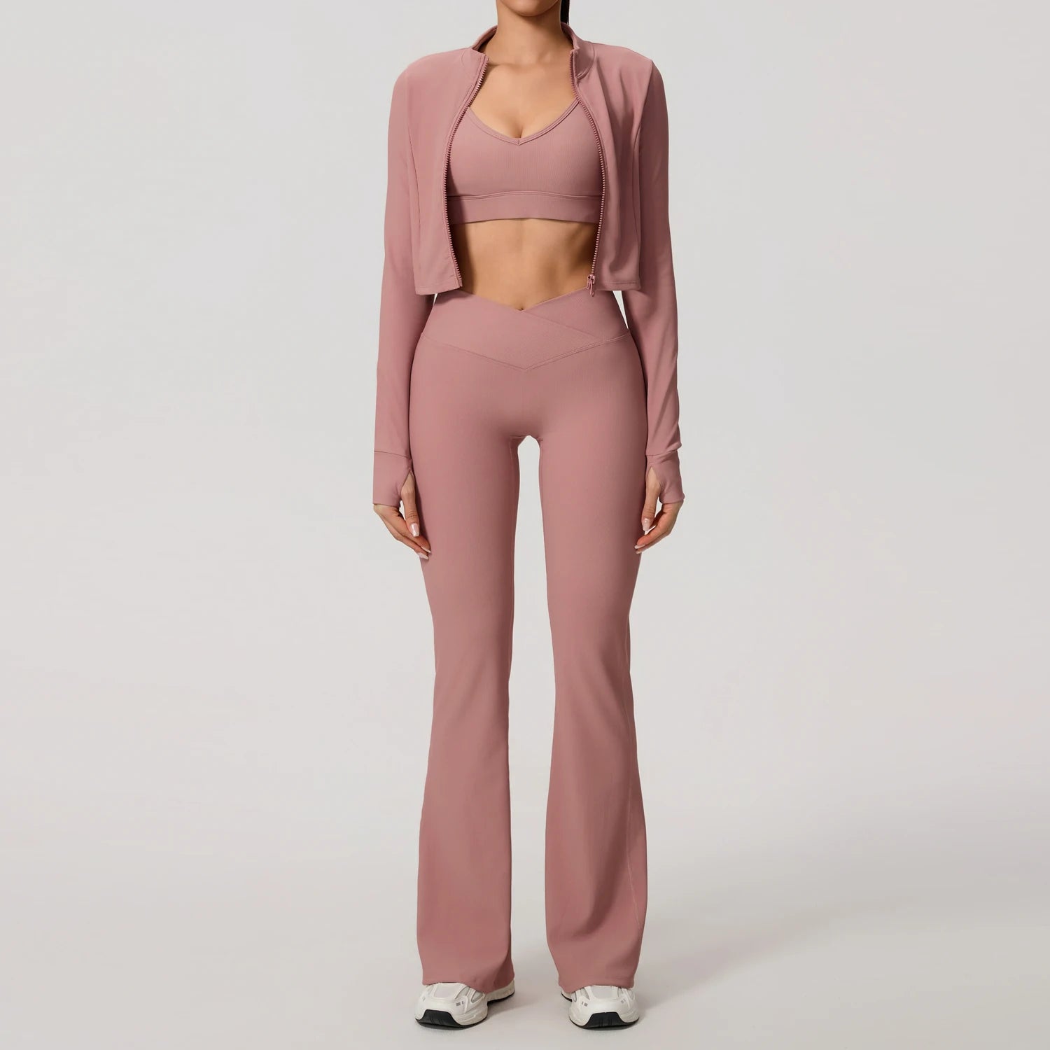 Ensemble de sport femme, Hauts manches longues, Pantalon évasé