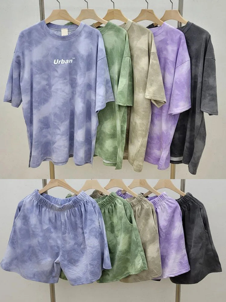 Ensemble décontracté,  colorant t-shirt ample avec poches