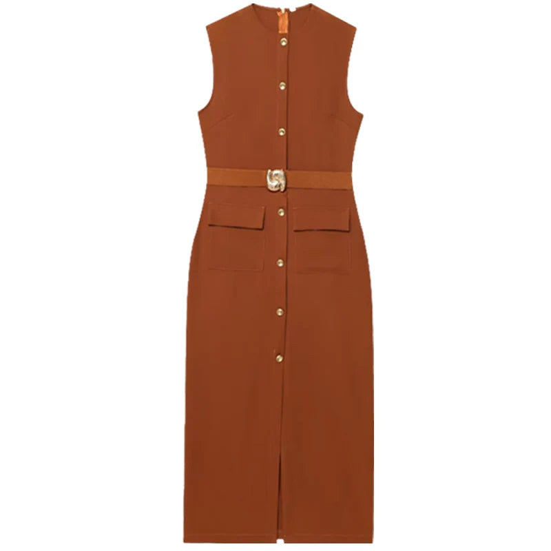 Robe Longue Boutonnée avec Poches, idéale pour un événement chic en été !