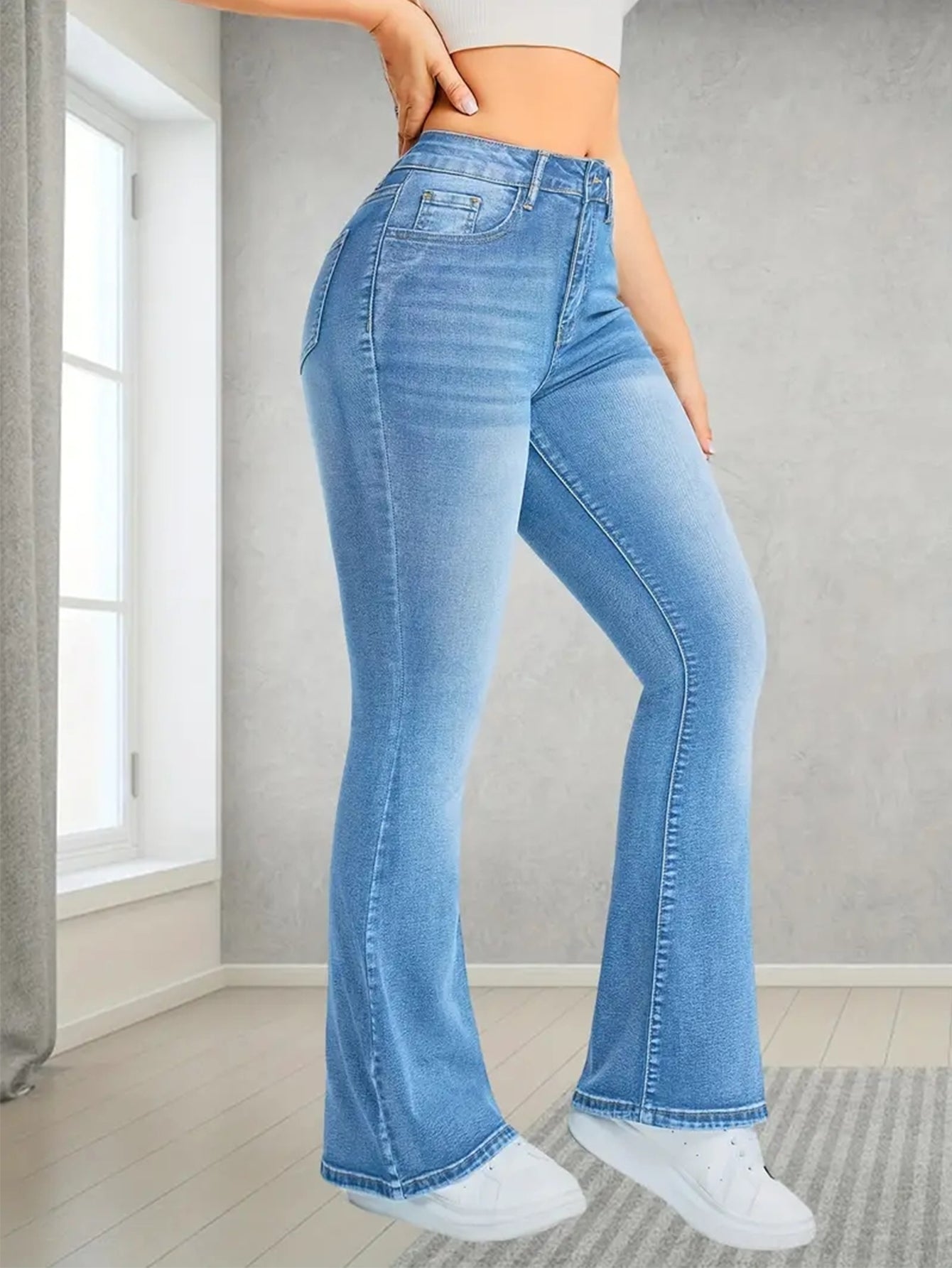 Jean évasé stretch taille haute