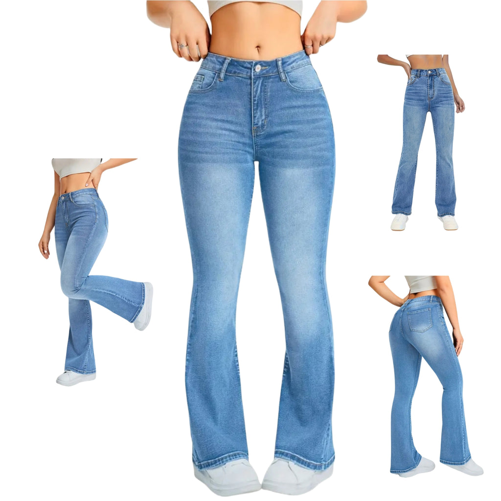 Jean évasé stretch taille haute