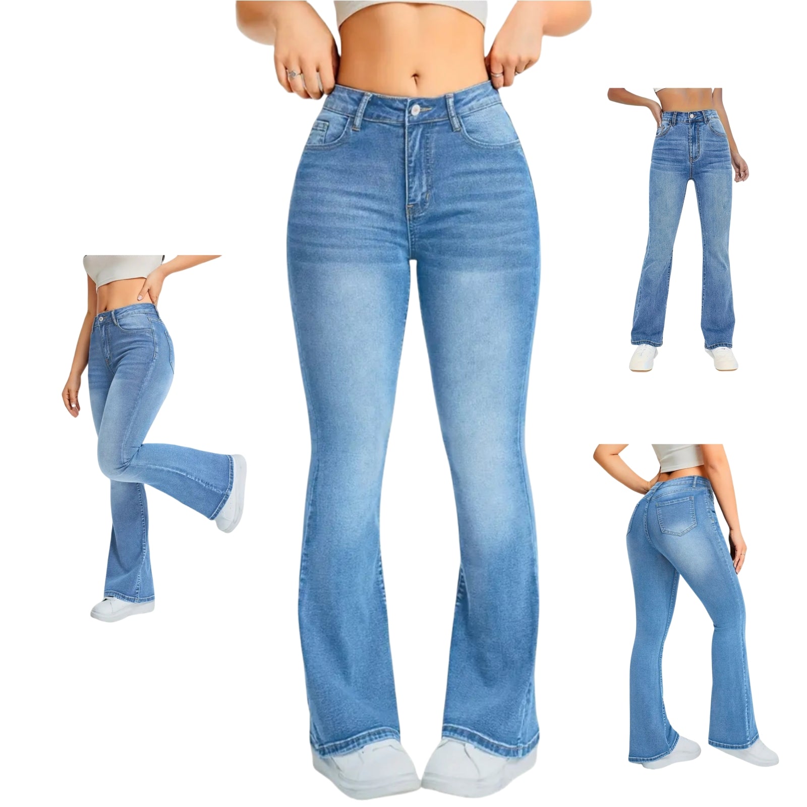 Jean évasé stretch taille haute