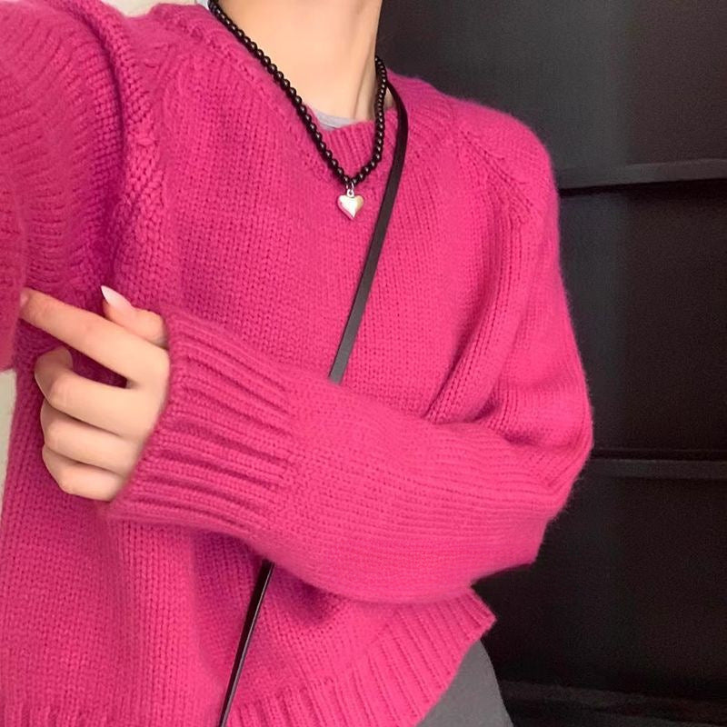 Pull à col rond, coupe décontractée